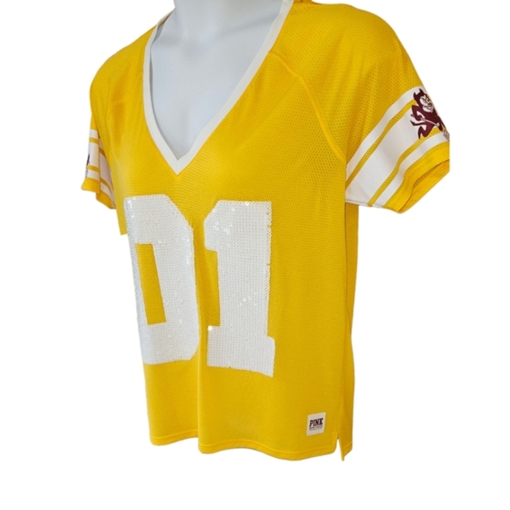 PINK VS SPORTS APPEARL Yellow White Sequin #01 Arizona State Dare Devils Jersey - Picture 5 of 16
